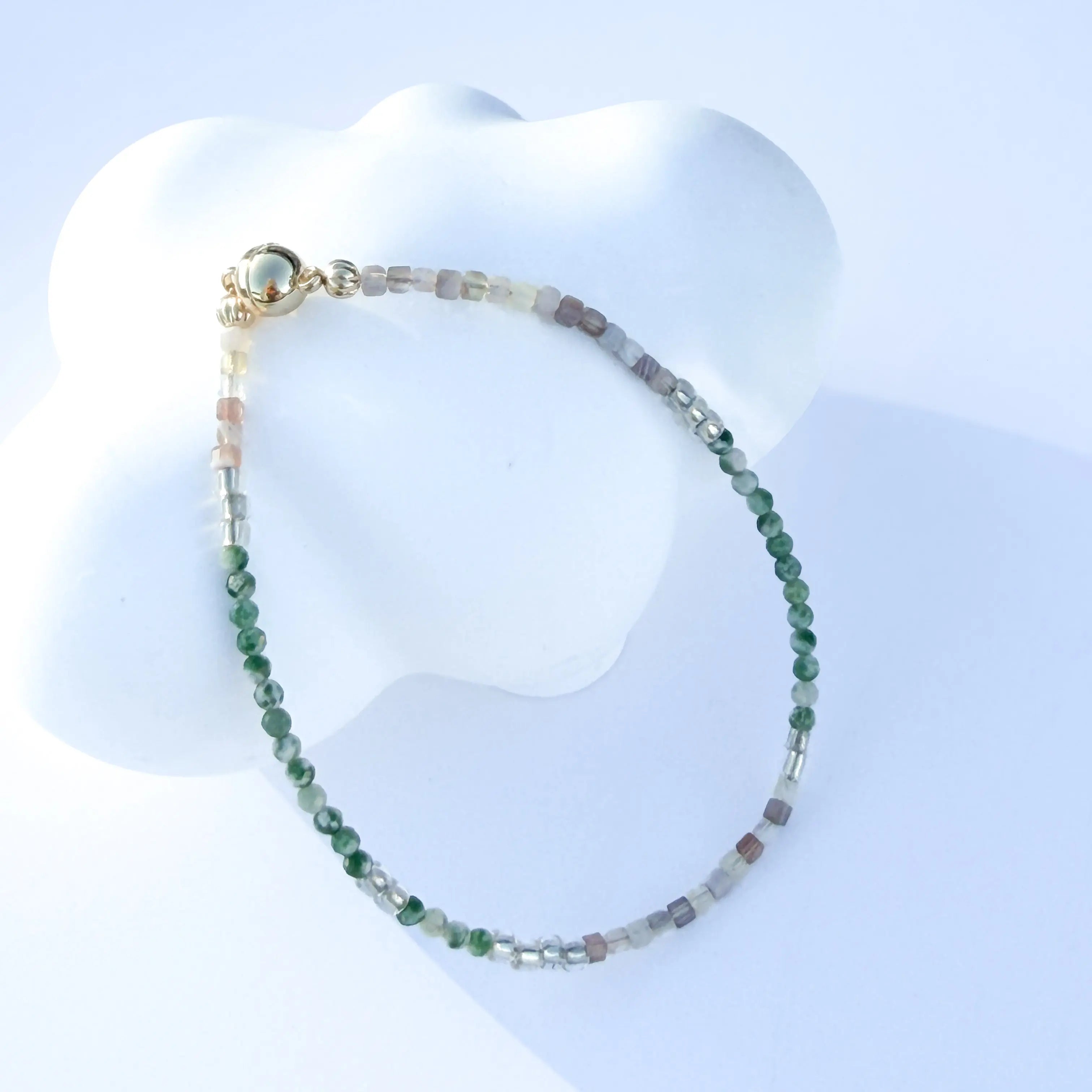 Verdant Calm - Green Serpentine Jade Minimalist Bracelet view 2